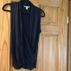 Banana Republic drapey navy sleeveless wrap top, size small.  Excellent